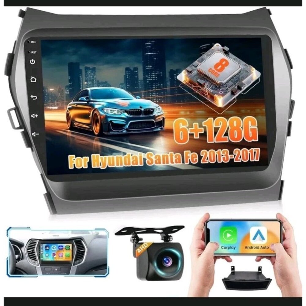 9" 6+128G Carplay Hyundai Santa Fe 2013-2017 Android 12.0 Car Radio GPS WiFi BT